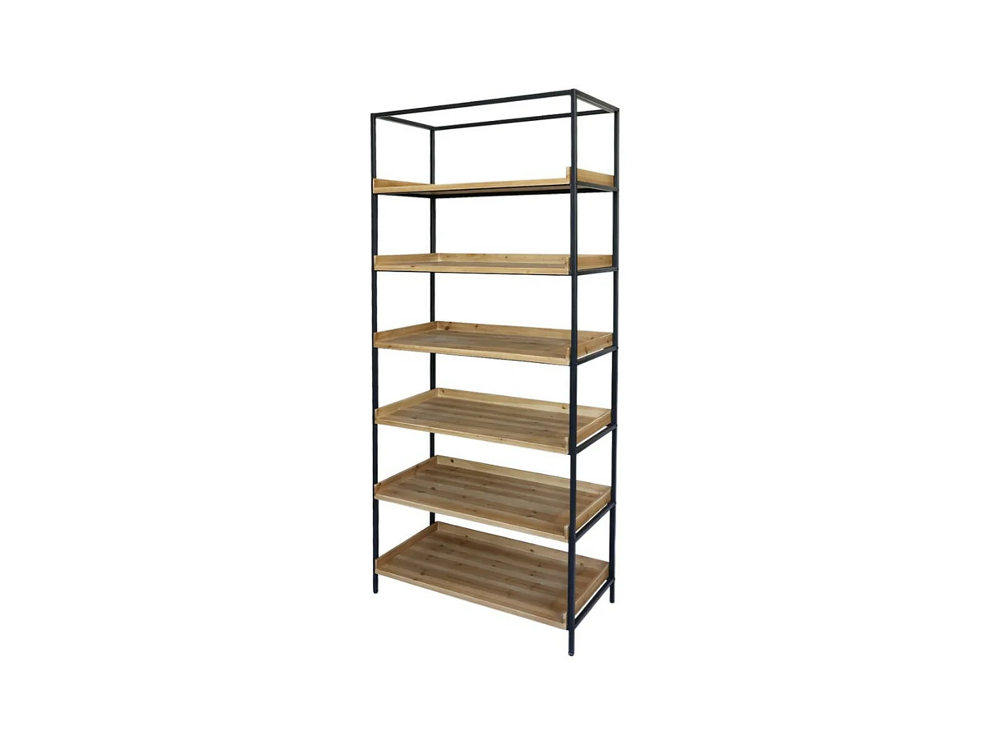 Etagère 6 étages en bois marron et fer noir antique 97 x 50.5 x 213 cm