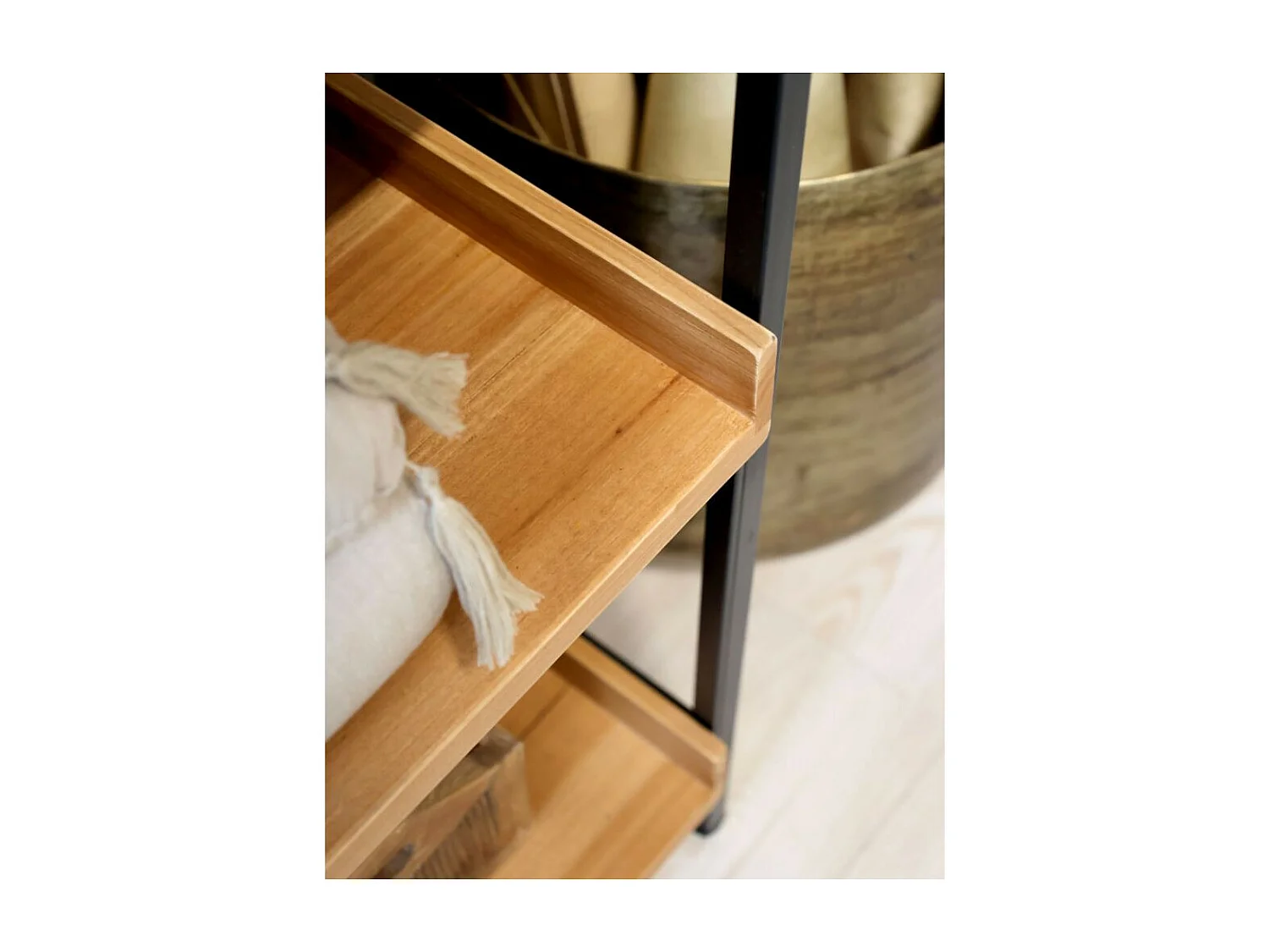 Etagère 6 étages en bois marron et fer noir antique 97 x 50.5 x 213 cm