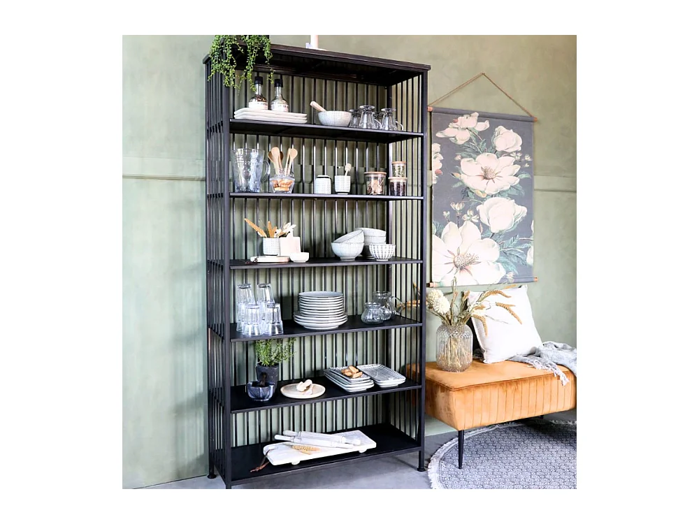 Etagère 6 étages en fer noir antique 95 x 38 x 195 cm