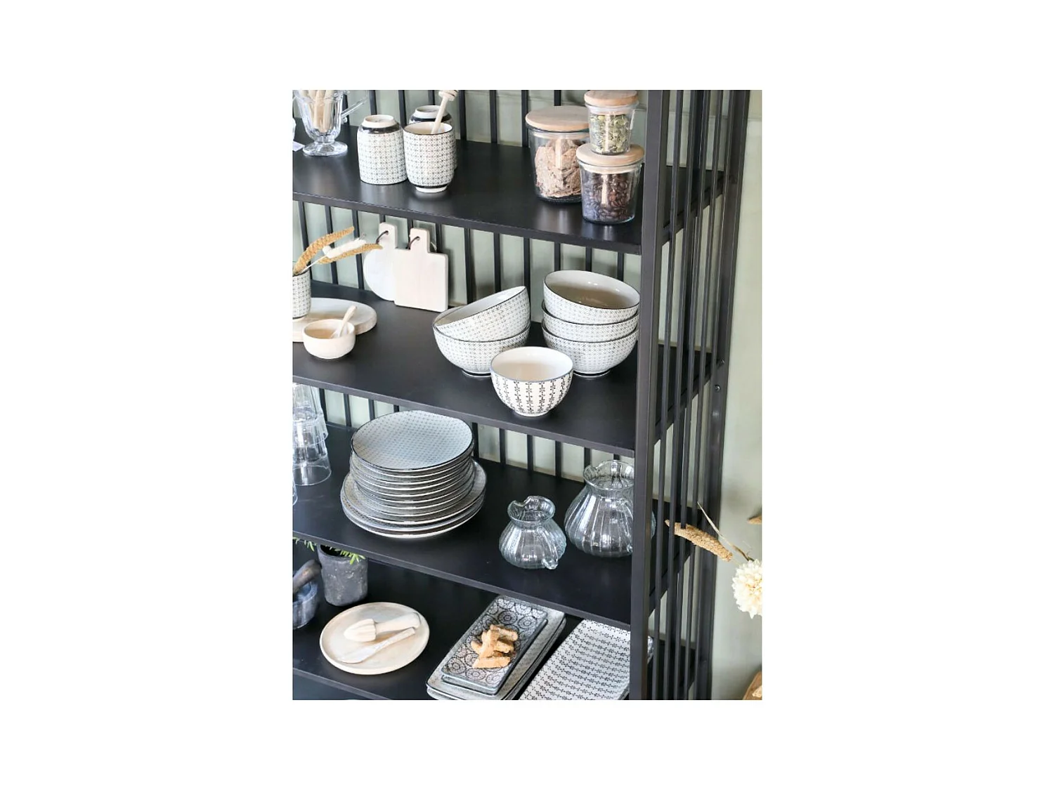 Etagère 6 étages en fer noir antique 95 x 38 x 195 cm