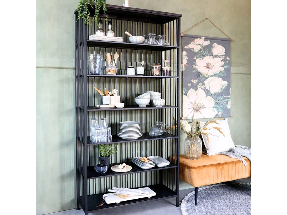 Etagère 6 étages en fer noir antique 95 x 38 x 195 cm