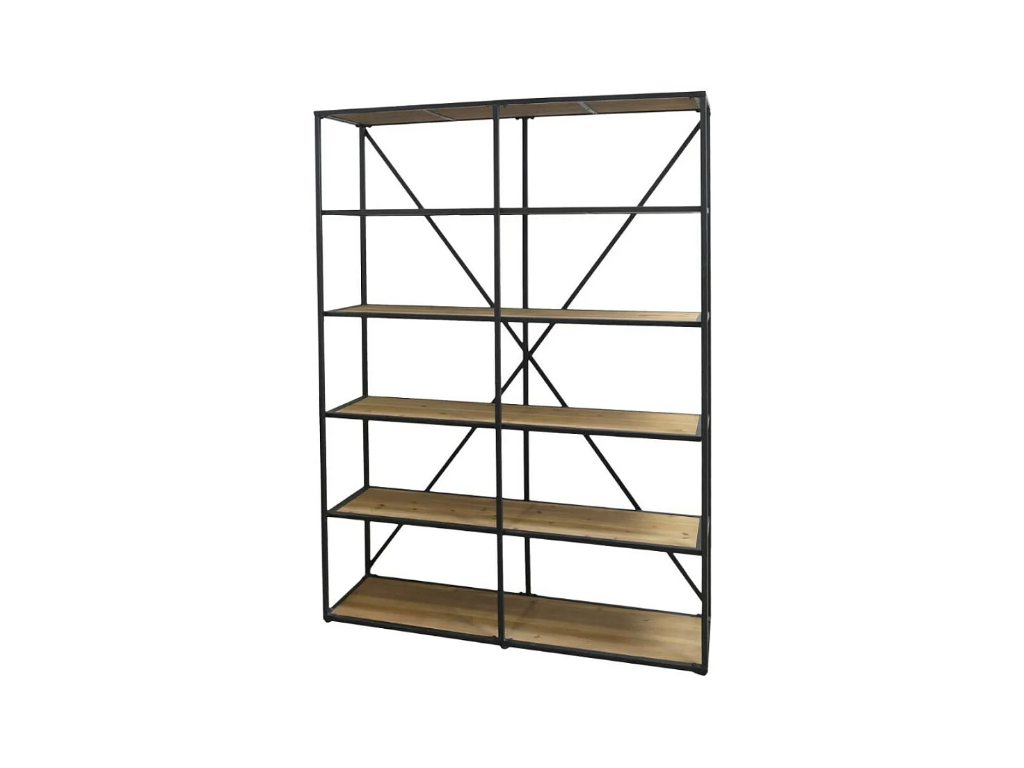 Etagère en bois marron et fer forgé noir antique 145 x 41 x 200 cm