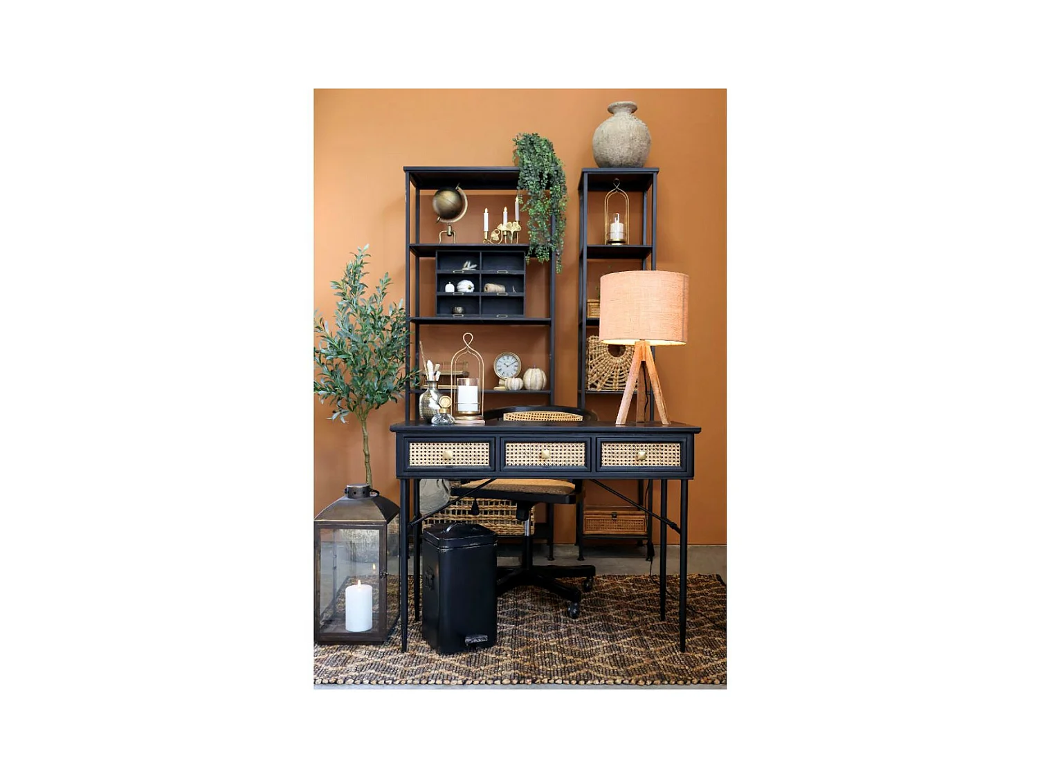 Etagère 5 étages en fer noir antique 42 x 42 x 212 cm