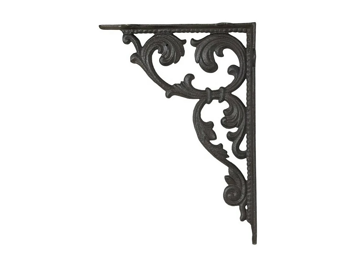 Equerre fixation étagère vintage ancienne fonte marron 28.5 x 20 cm