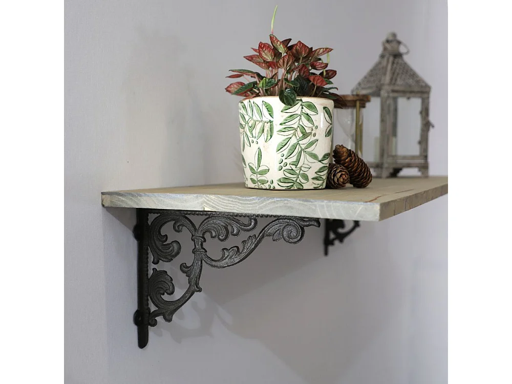 Equerre fixation étagère vintage ancienne fonte marron 28.5 x 20 cm