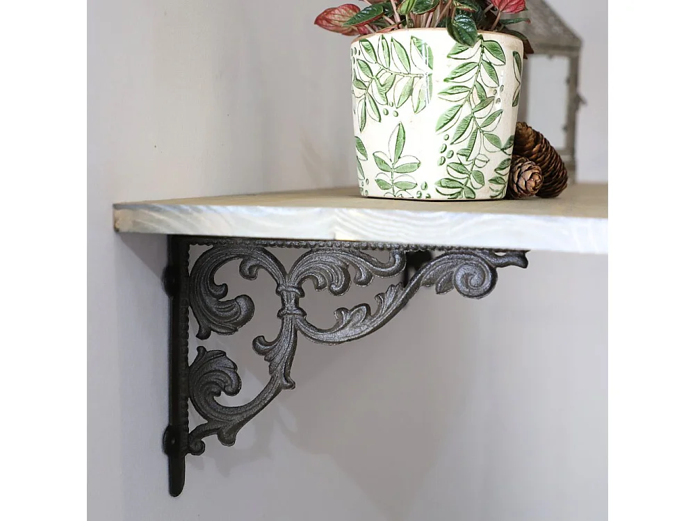 Equerre fixation étagère vintage ancienne fonte marron 28.5 x 20 cm
