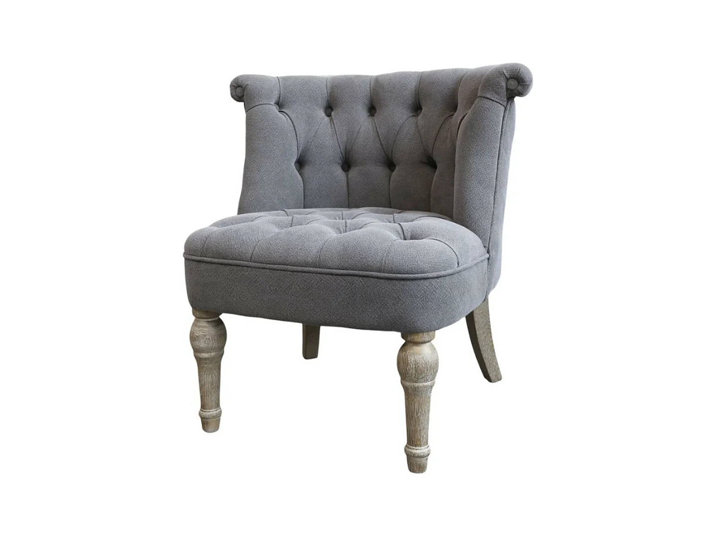 Fauteuil en tissu de lin et bois de chêne gris antique 67 x 66 x 71 cm