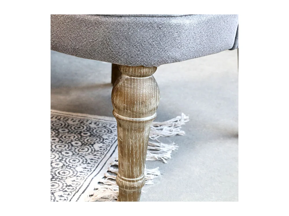 Fauteuil en tissu de lin et bois de chêne gris antique 67 x 66 x 71 cm