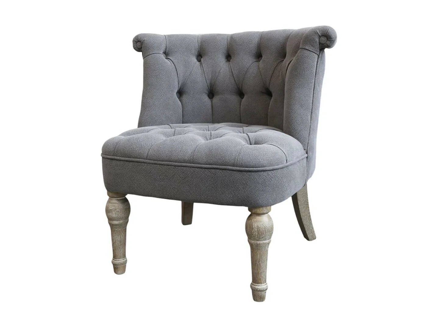 Fauteuil en tissu de lin et bois de chêne gris antique 67 x 66 x 71 cm