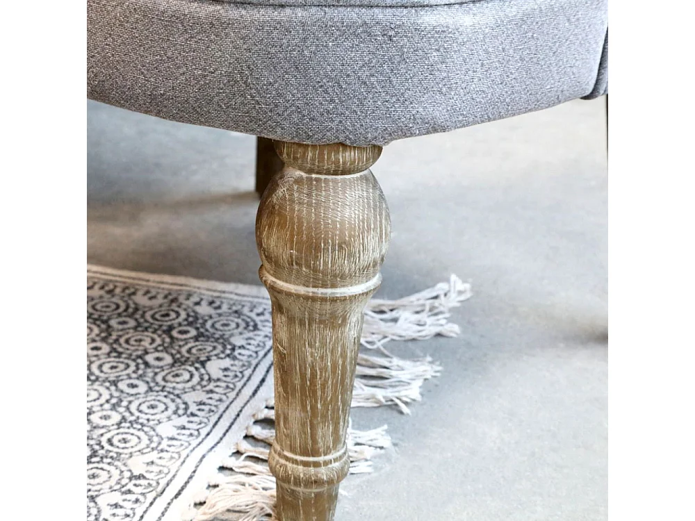 Fauteuil en tissu de lin et bois de chêne gris antique 67 x 66 x 71 cm