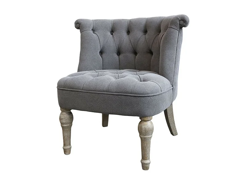 Fauteuil en tissu de lin et bois de chêne gris antique 67 x 66 x 71 cm