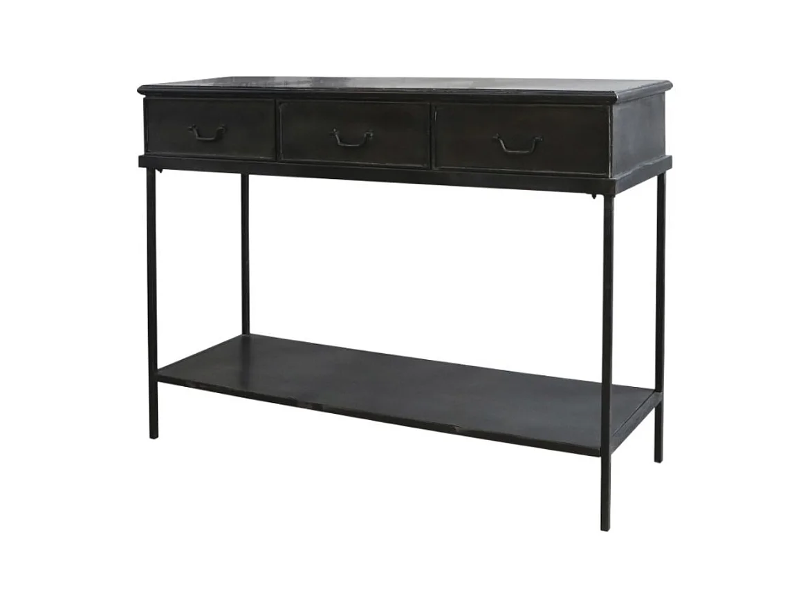 Table console desserte en fer noir antique 123 x 41 x 91 cm