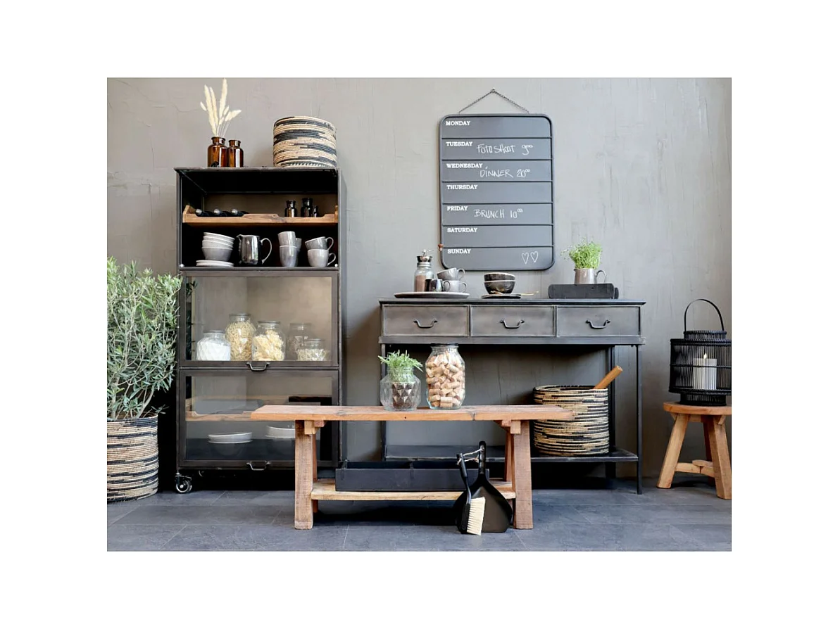 Table console desserte en fer noir antique 123 x 41 x 91 cm