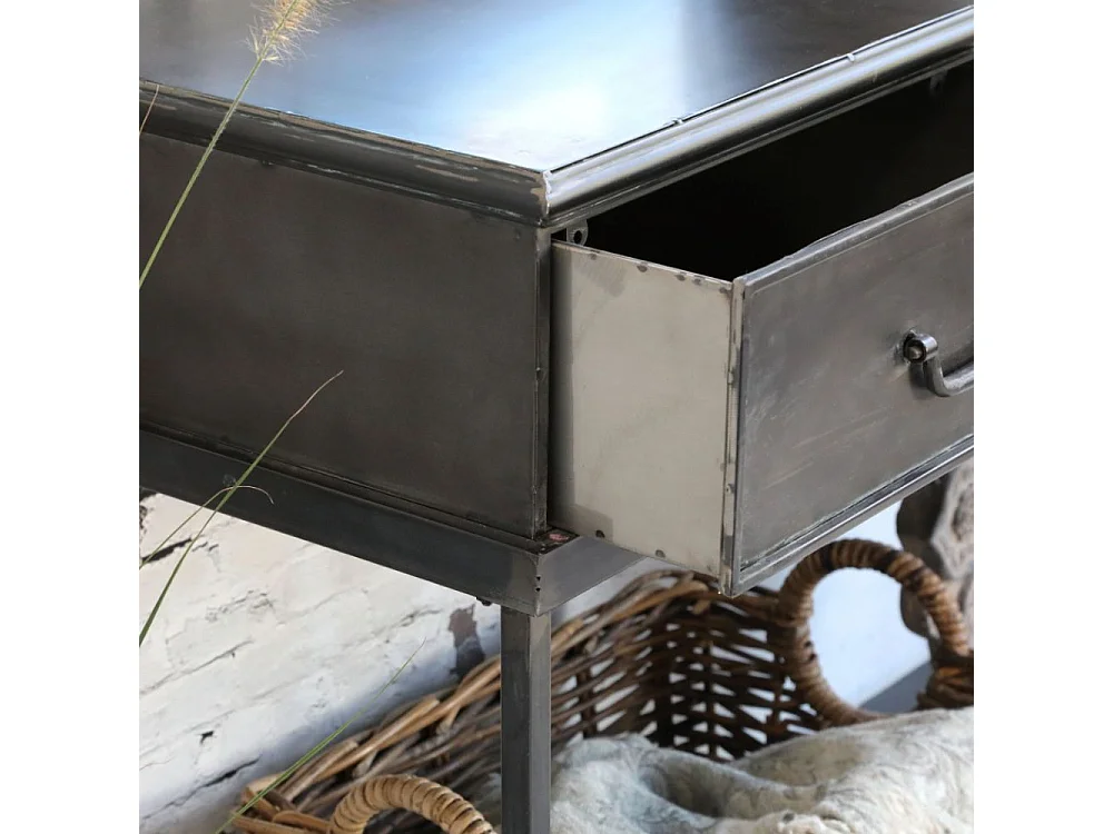 Table console desserte en fer noir antique 123 x 41 x 91 cm