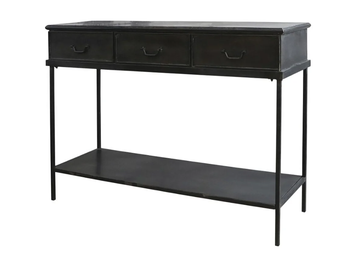 Table console desserte en fer noir antique 123 x 41 x 91 cm