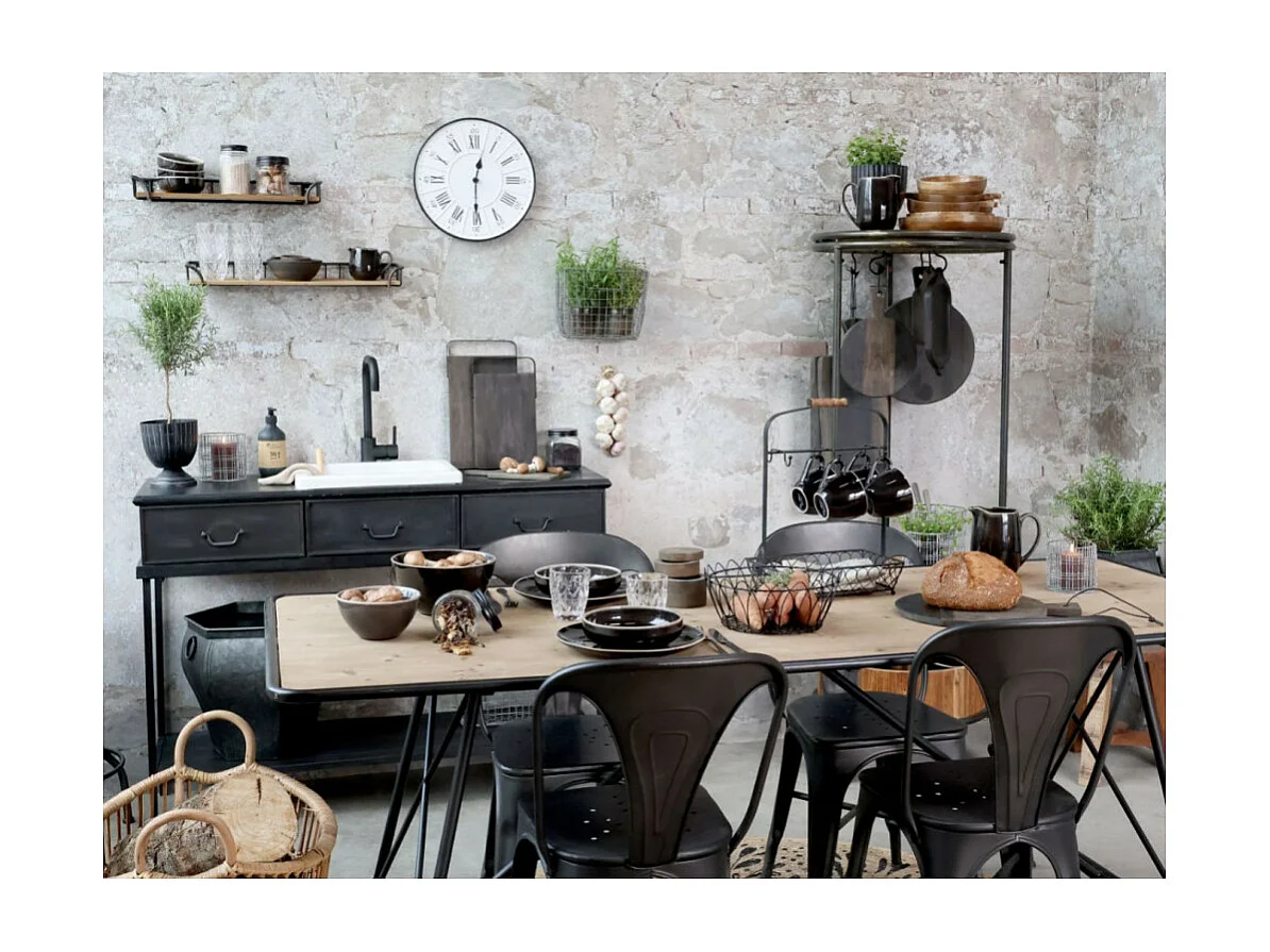 Table console desserte en fer noir antique 123 x 41 x 91 cm