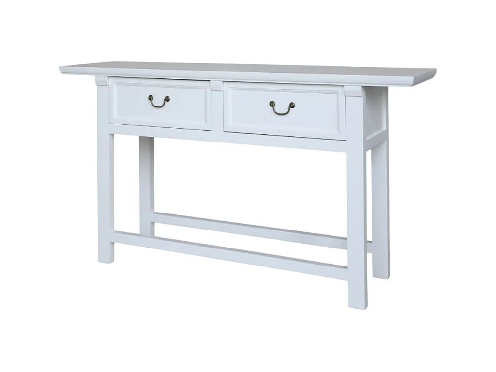 Table de service desserte en bois de pin recyclé blanc 150 x 40 x 85cm