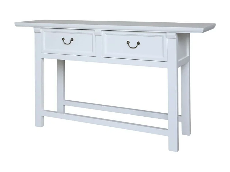 Table de service desserte en bois de pin recyclé blanc 150 x 40 x 85cm