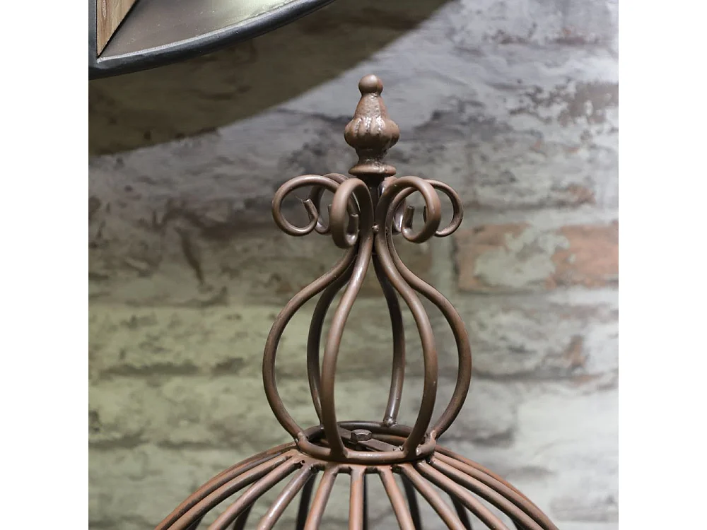 Set2 grandes cages à oiseaux décoratives sur pieds fer marron 150cm