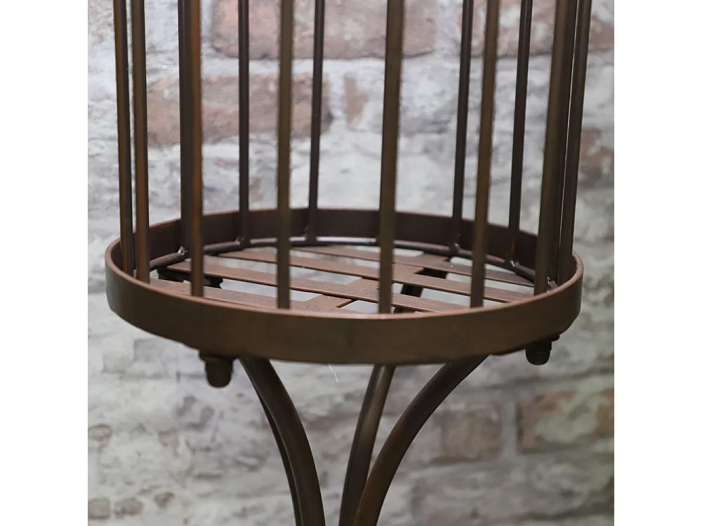 Set2 grandes cages à oiseaux décoratives sur pieds fer marron 150cm