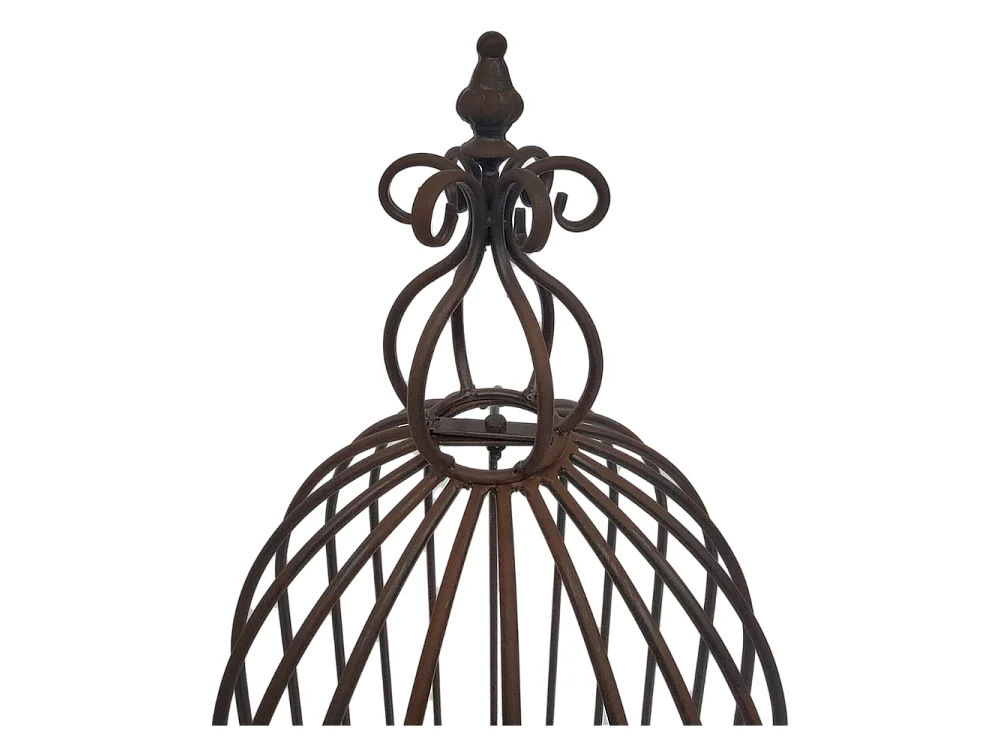 Set2 grandes cages à oiseaux décoratives sur pieds fer marron 150cm
