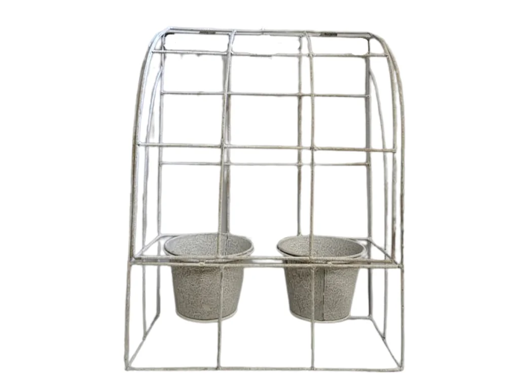 Jardinière murale extérieure jardin porte plante métal gris 43 cm