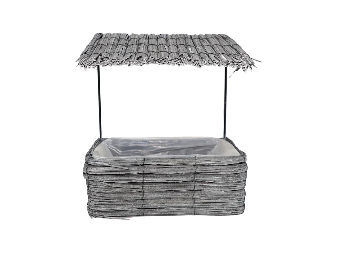 Maisonette coupe rectangle en osier gris 28 x 15 x 30 cm