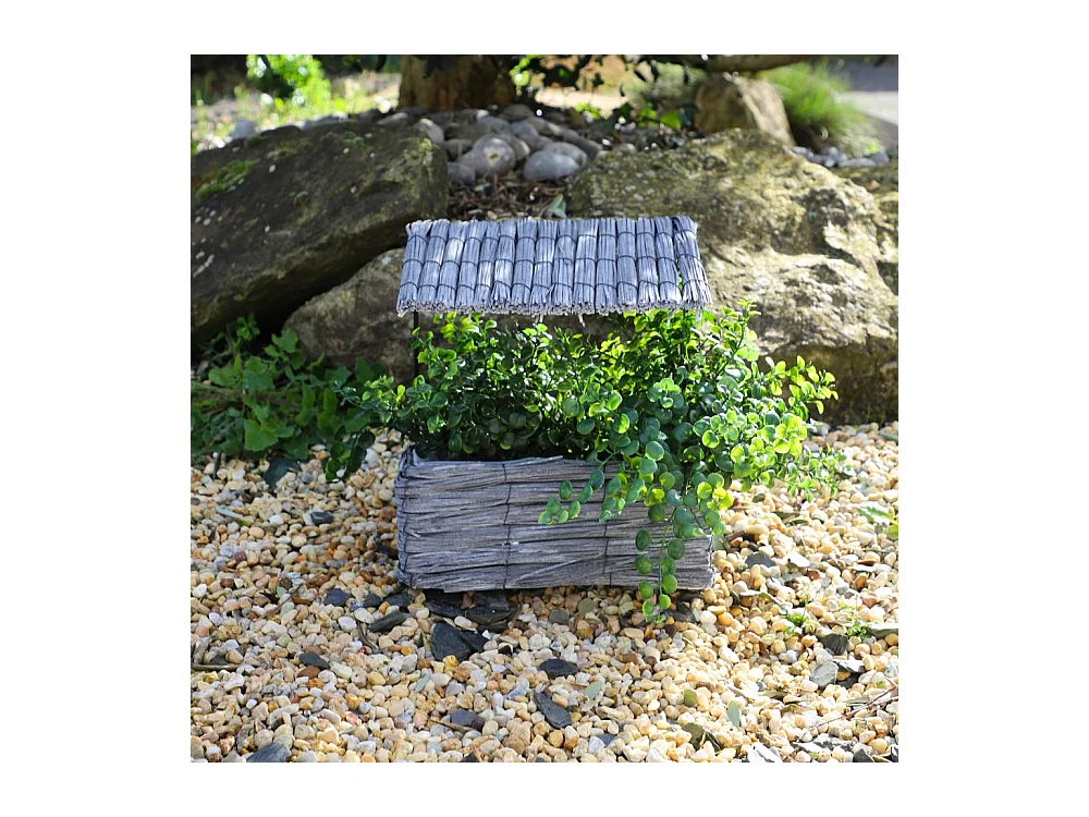 Maisonette coupe rectangle en osier gris 28 x 15 x 30 cm