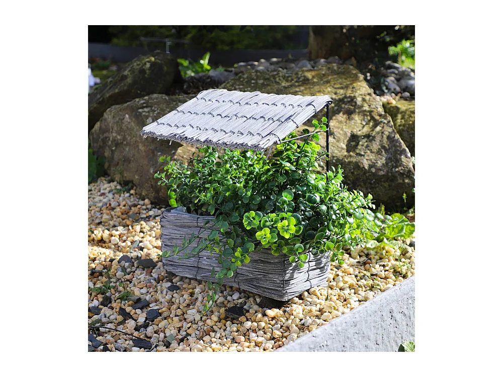 Maisonette coupe rectangle en osier gris 28 x 15 x 30 cm