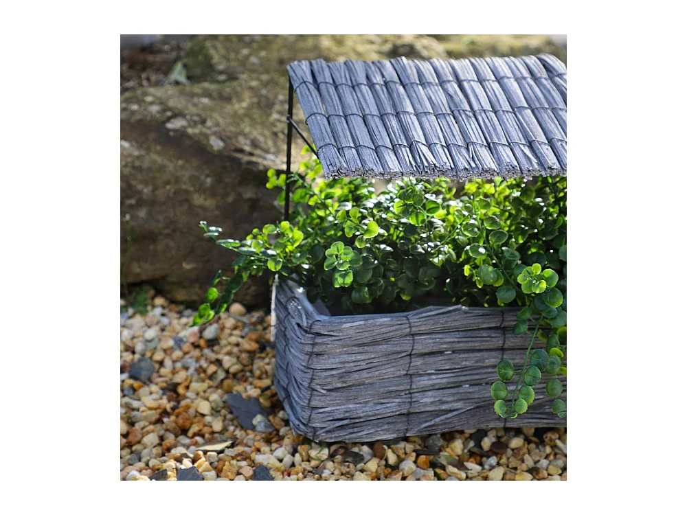 Maisonette coupe rectangle en osier gris 28 x 15 x 30 cm