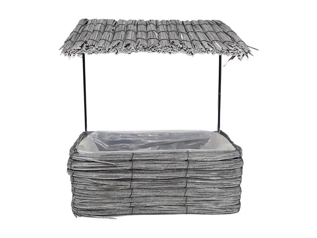 Maisonette coupe rectangle en osier gris 28 x 15 x 30 cm