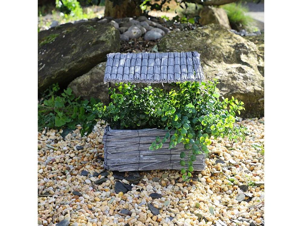 Maisonette coupe rectangle en osier gris 28 x 15 x 30 cm