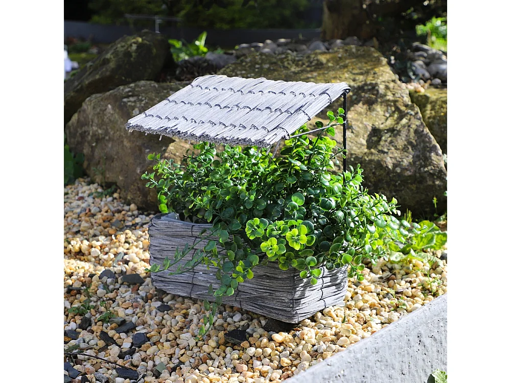 Maisonette coupe rectangle en osier gris 28 x 15 x 30 cm