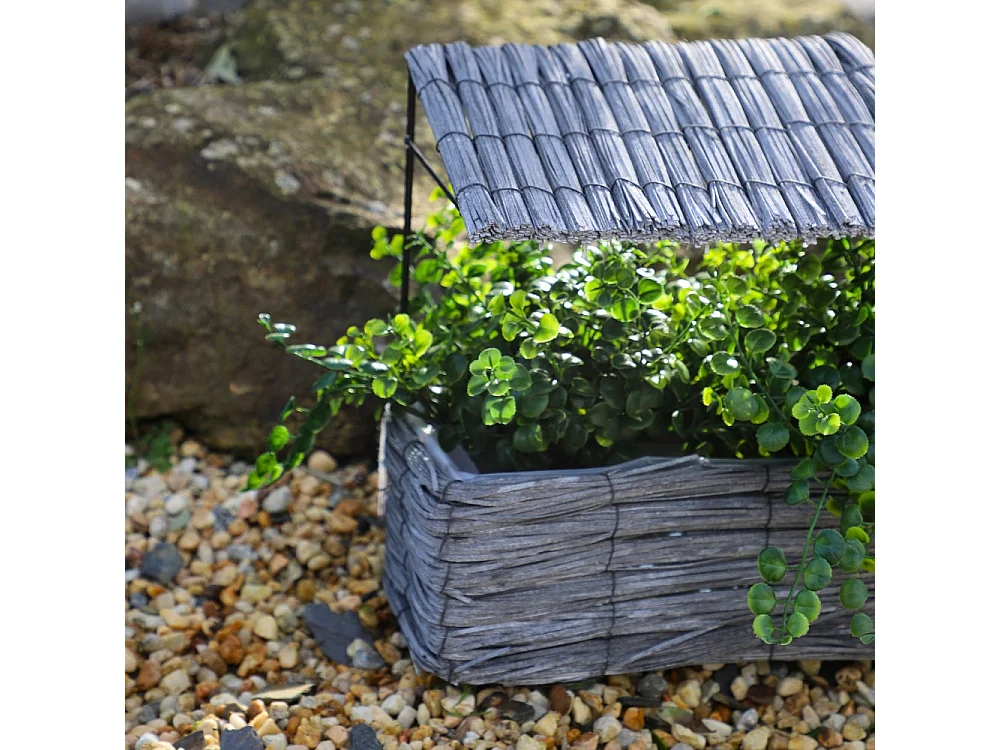 Maisonette coupe rectangle en osier gris 28 x 15 x 30 cm