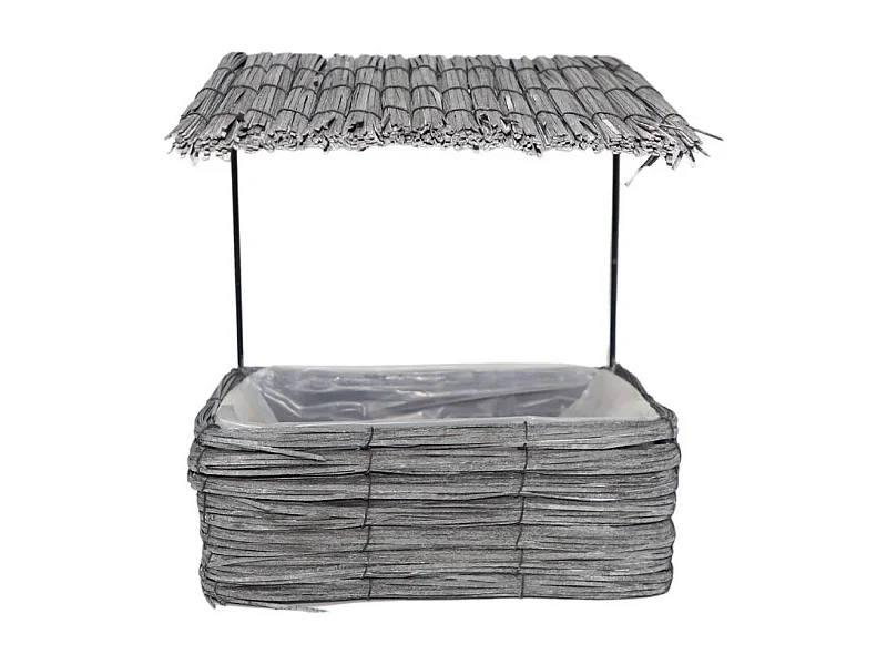 Maisonette coupe rectangle en osier gris 28 x 15 x 30 cm