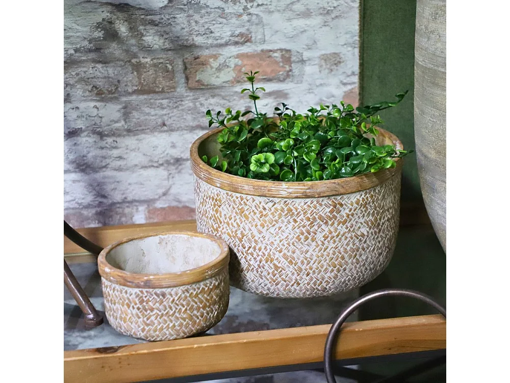 Coupe "Tressage" béton marron Ø.15 x 9 cm