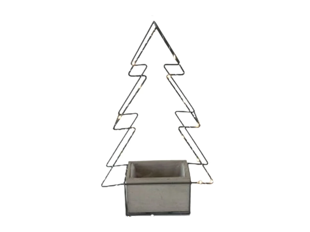 Jardinière sapin de Noël décoration bois métal marron 30.5x18x50cm