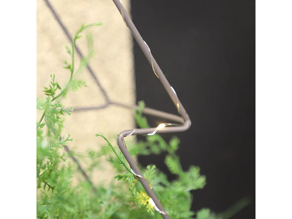Jardinière sapin de Noël décoration bois métal marron 30.5x18x50cm