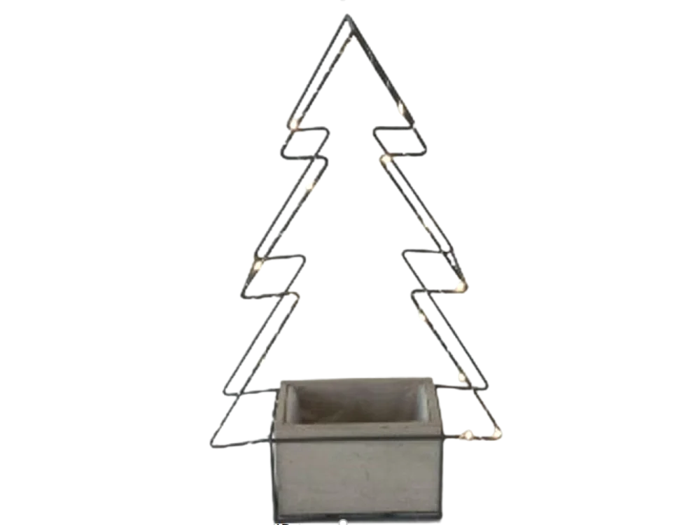 Jardinière sapin de Noël décoration bois métal marron 30.5x18x50cm