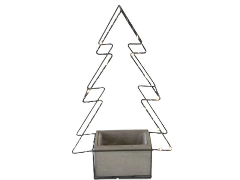 Jardinière sapin de Noël décoration bois métal marron 30.5x18x50cm