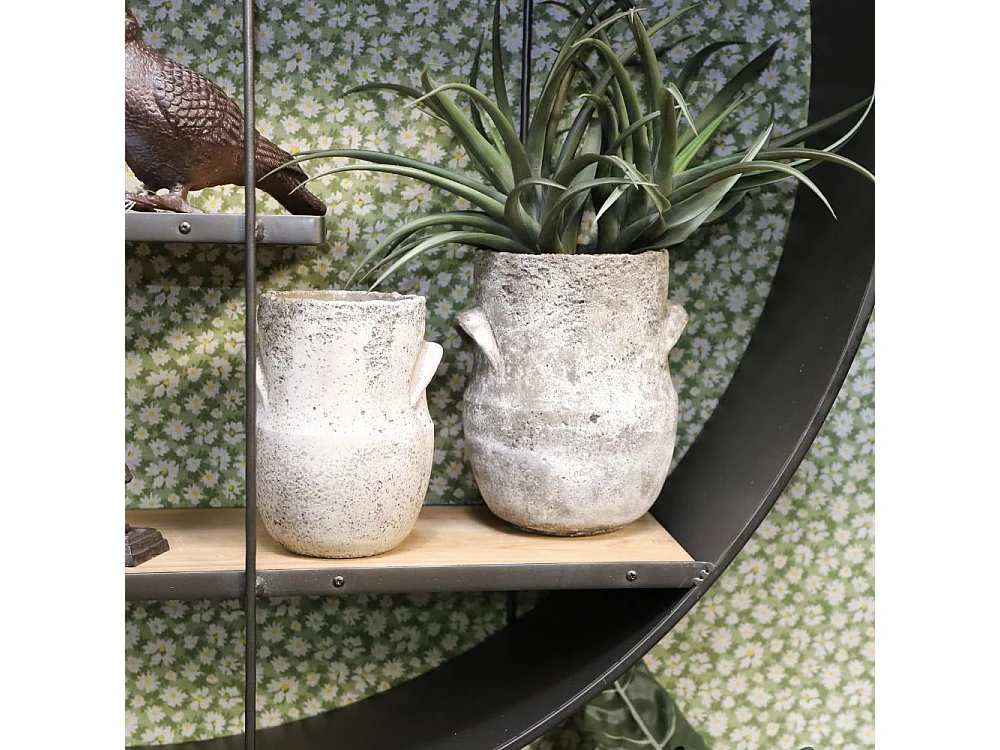 ~ Cache-pot "Antique" en béton gris vieilli Ø19 x 23.5 cm