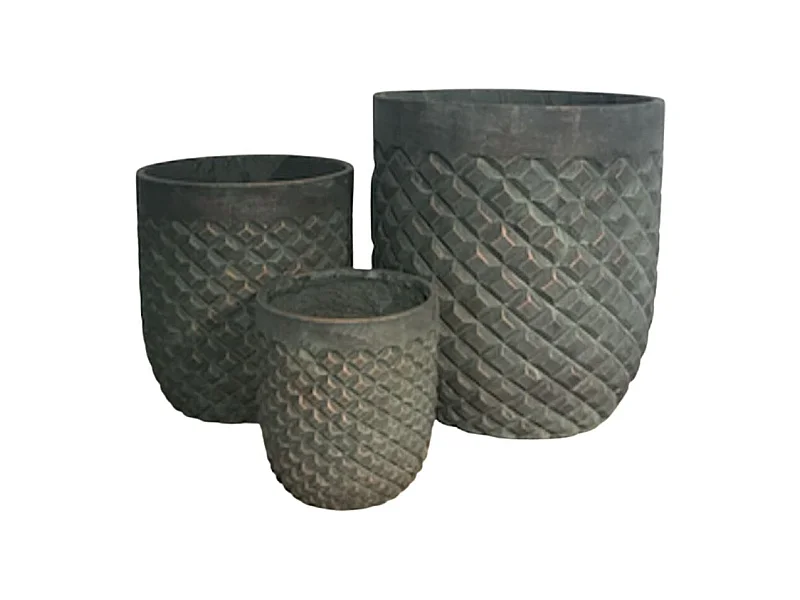3 Cache-pots grandes tailles plante extérieur béton cuivré 21-31-41cm