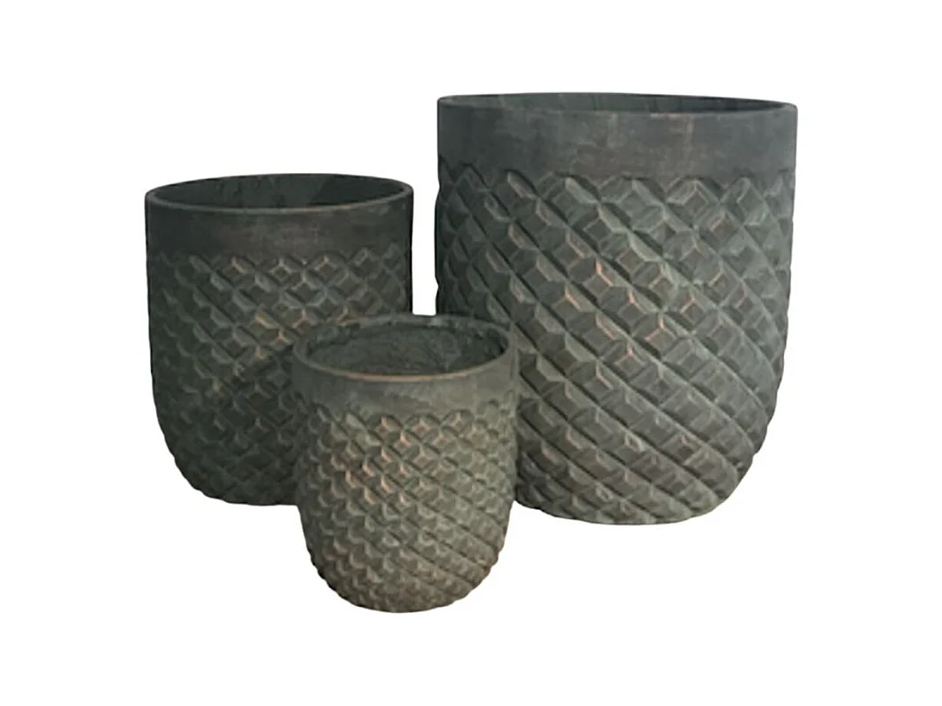 3 Cache-pots grandes tailles plante extérieur béton cuivré 21-31-41cm