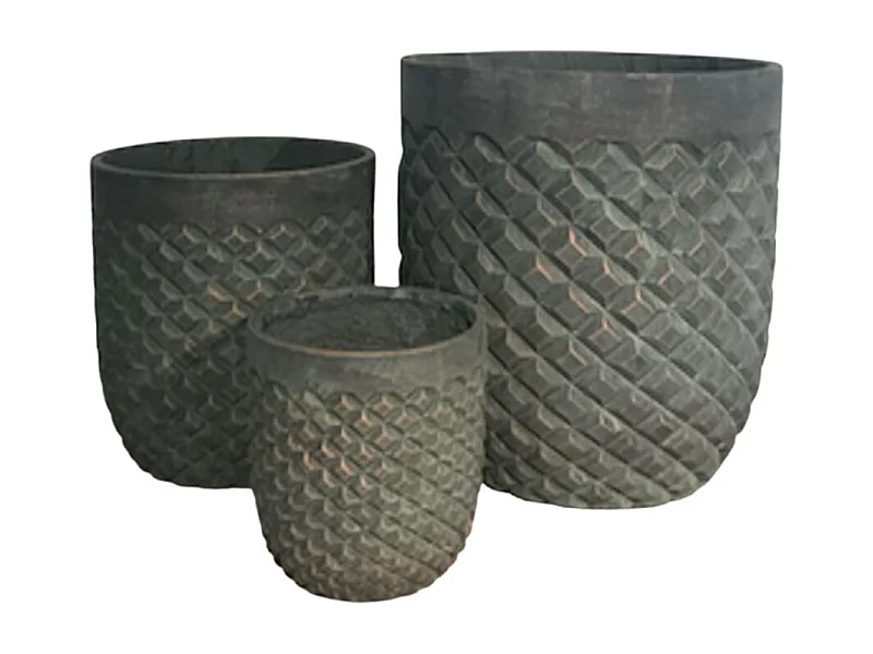 3 Cache-pots grandes tailles plante extérieur béton cuivré 21-31-41cm
