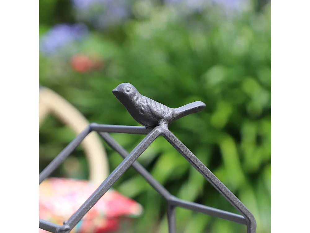 Jardinière extérieure pot fleurs jardin bois métal marron 12x12x20.5cm