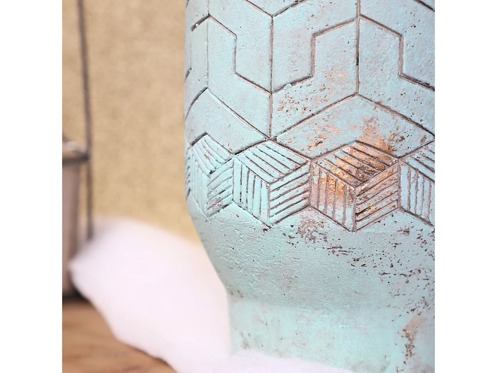 ° Cache-pot "Egyptien" béton vert de gris Ø17 x 27 cm