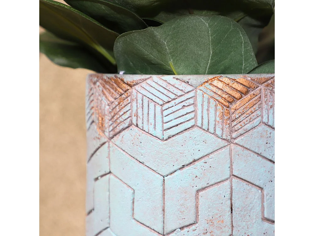 ° Cache-pot "Egyptien" béton vert de gris Ø17 x 27 cm