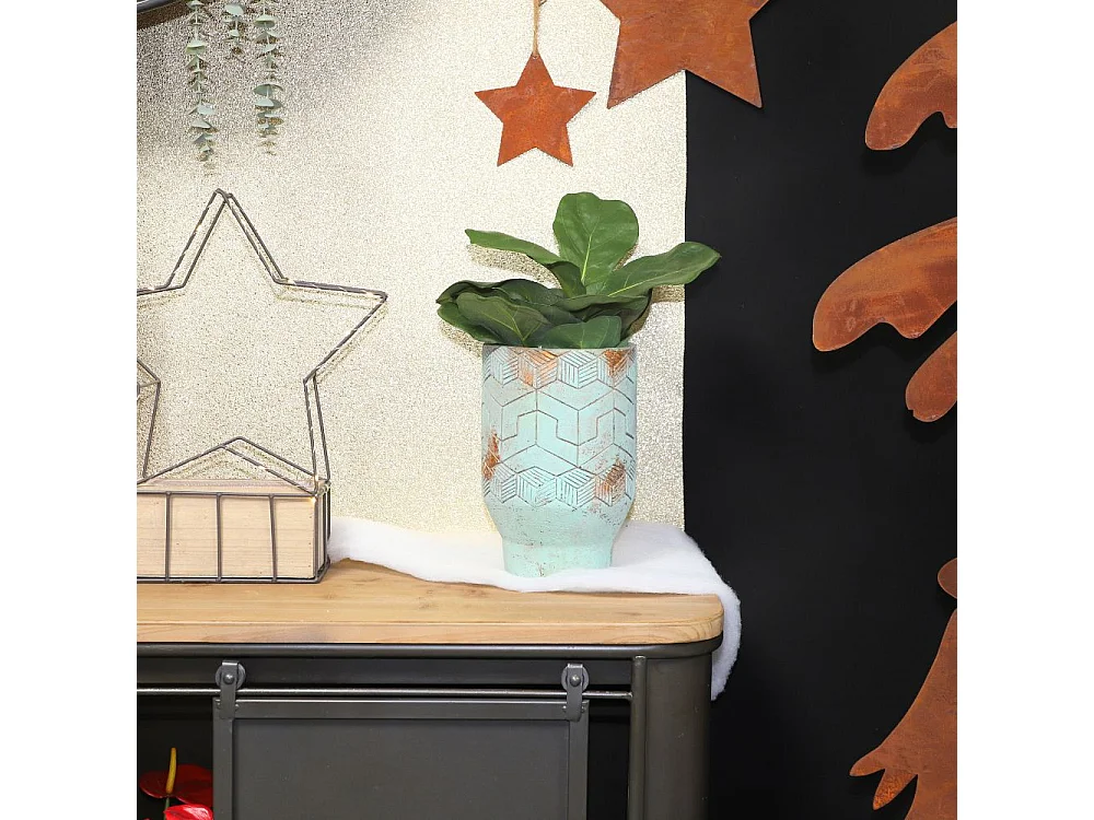 ° Cache-pot "Egyptien" béton vert de gris Ø17 x 27 cm