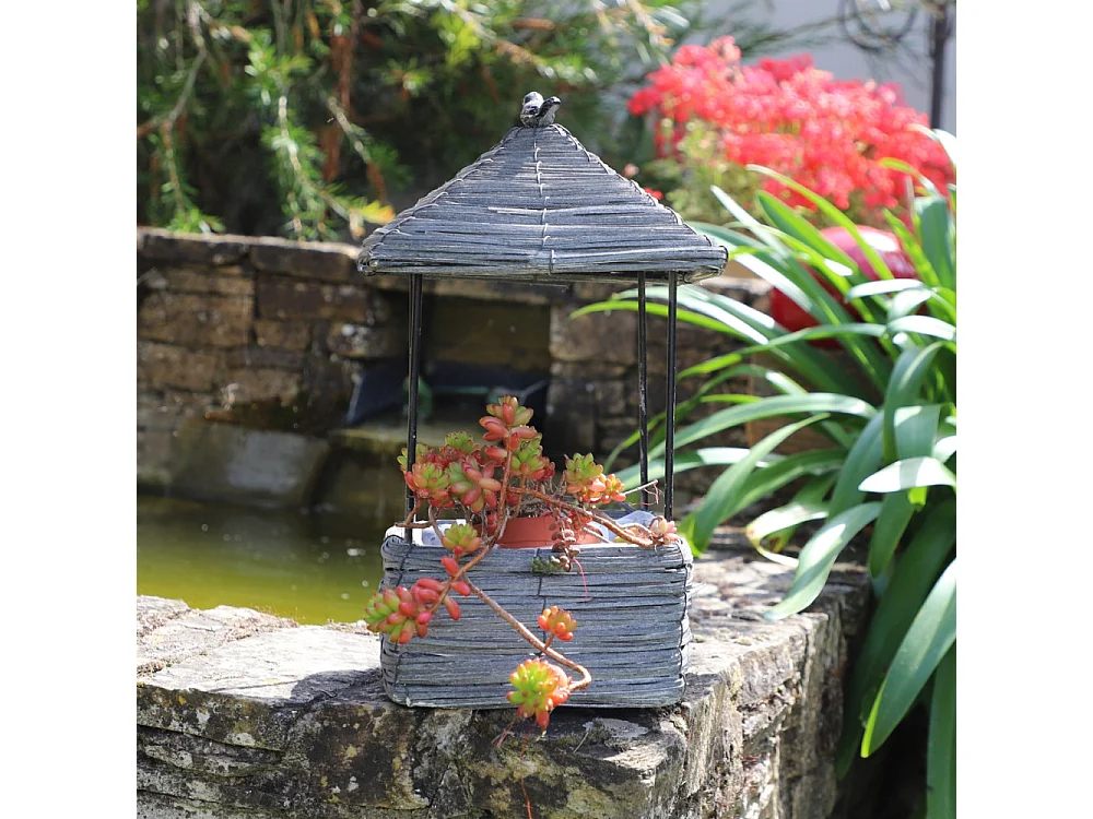 Coupe en osier gris 17 x 17 x 33 cm