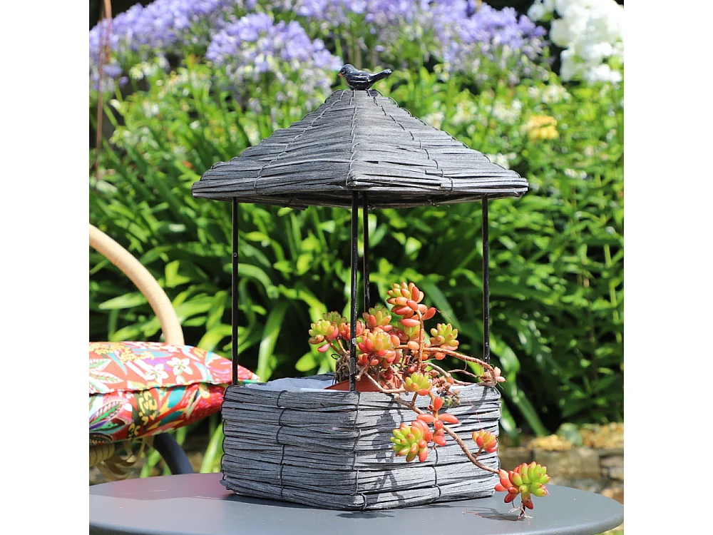 Coupe en osier gris 17 x 17 x 33 cm